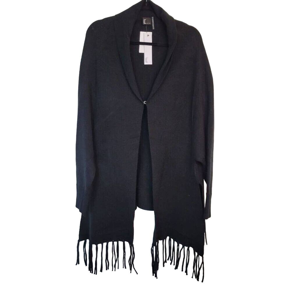 Love Token Poncho Cardigan Sweater Womens Size Medium Large Black Minimalist NEW
